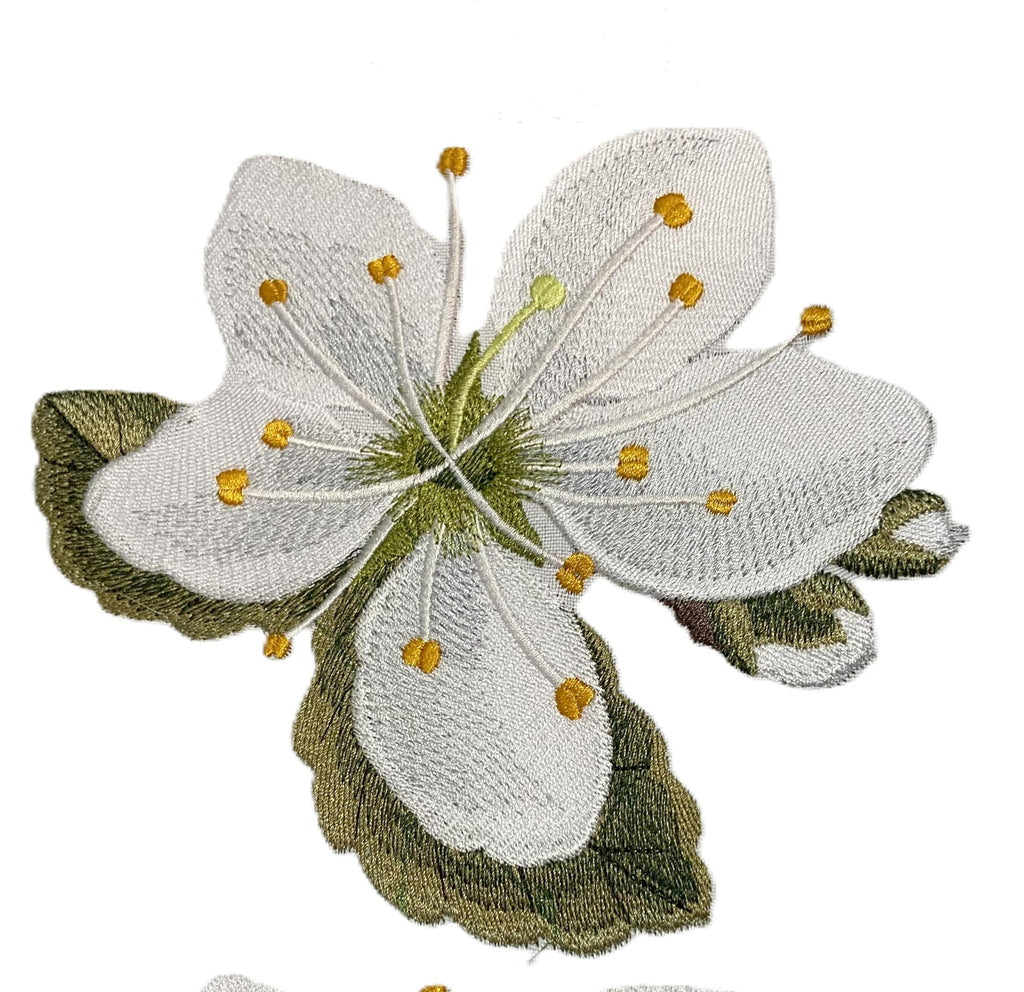 Iris Flower Blackthorn Embroidered Iron on/Sew Patch (6.77" x 5.86")