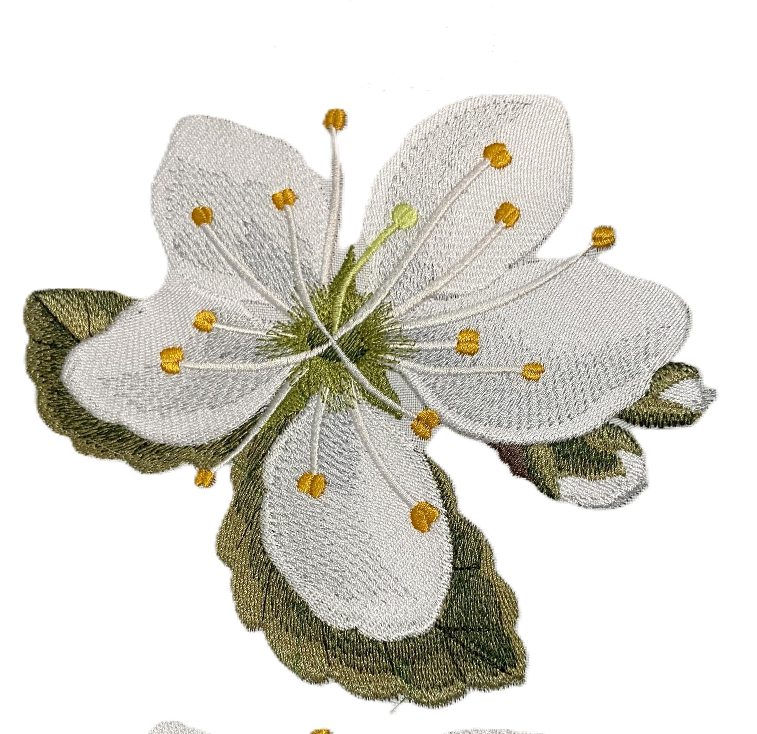 Iris Flower Blackthorn Embroidered Iron on/Sew Patch (6.77" x 5.86")