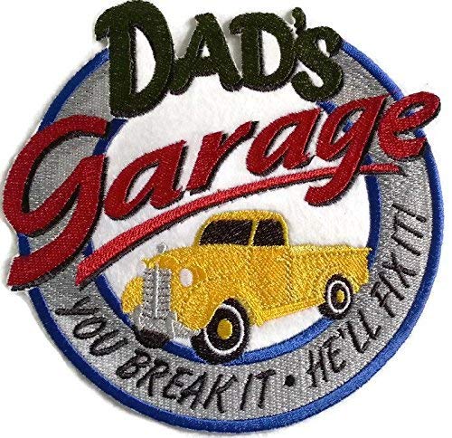 Happy Father's Day custom and Unique Embroidered Gift [Dad's Garage Sign] Embroidered Iron on/Sew patch (6.06" x 5.86") [Made in USA]