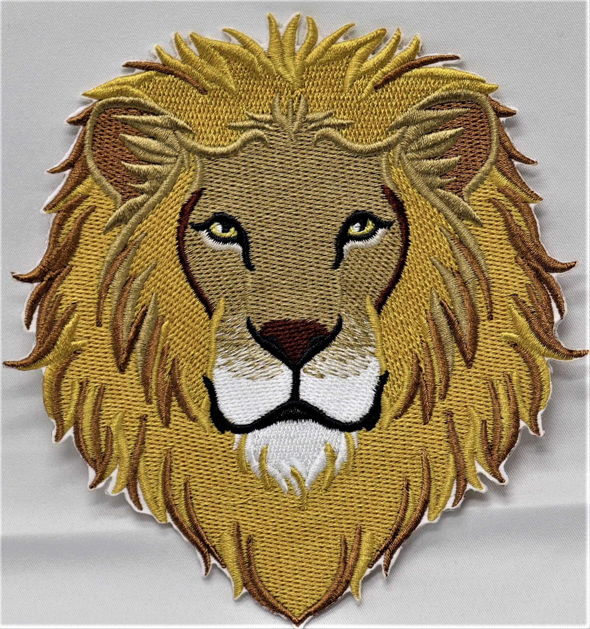 Nature Weaved in Threads, Amazing Animal Kingdom [Mighty Lion Face] [Custom and Unique] Embroidered Iron on/Sew Patch (5.32" x 5.58") [Made in USA]