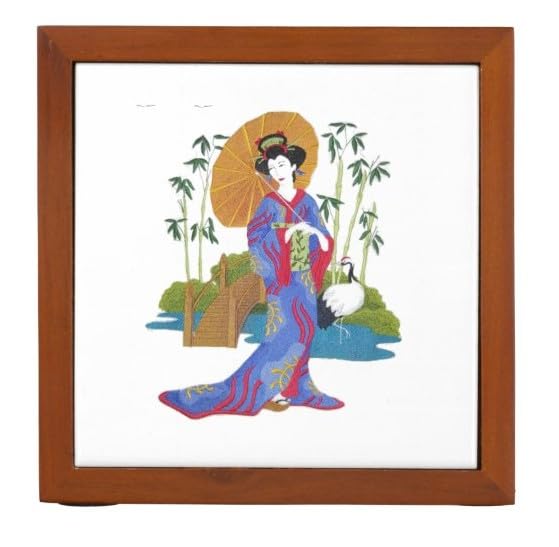 Amazing Custom Geisha Portraits [Geisha in Garden] [Rich Japanese Culture and Tradition] Embroidered Iron On/Sew Patch (11.5" x 9") [Made in USA]