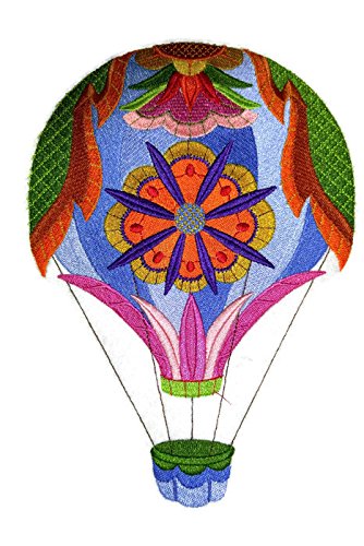 Beautiful Custom Balloon [Bright and Bold Jacobean Balloon] Embroidered Iron On/Sew Patch (8.22" x 5.85") Made in USA]