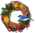Christmas Wreaths with Color of Nature [Blue Bird Wreath ] / (7" x 7") [] embroidered iron-on patch