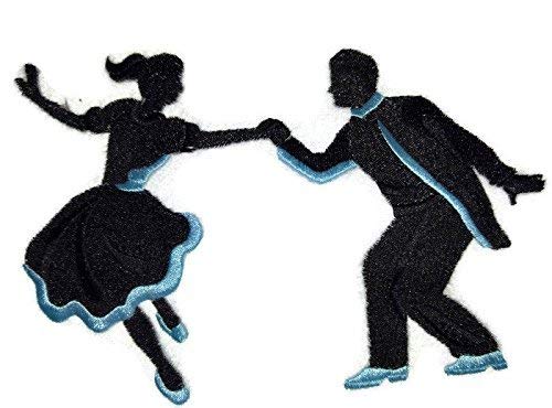 Parche bordado personalizado y único "Let's Dance" de BeyondVision [Silueta de swing en postura correcta] para planchar o coser [7,78" x 5,4"] [Hecho en EE. UU.]