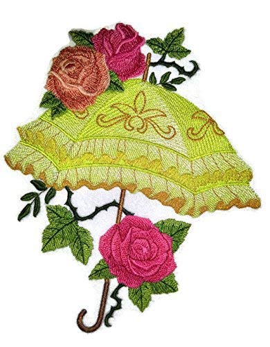 Victorian Parasol with Roses Embroidered Patch 6.47” x 7.8” – Iron On or Sew On Beyond Vision