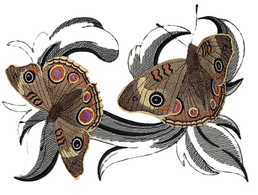 Beyondvision Custom Common Buckeye Butterflies with Baroque Embroidered Iron on/Sew Patch (5.87" x 8.28")