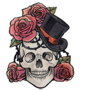 Hats Off Skull (6.85" x 9.06") embroidered iron-on patch
