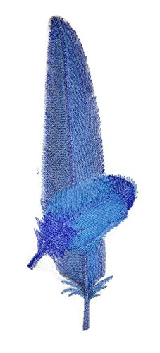 Custom and Unique Fancy Feather Collection [Hyacinth Macaw Feathers] Embroidered Iron on/Sew patch (9.43" x 3.82") [Made in USA]