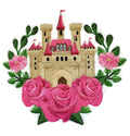 Storybook Castle in Bloom (6.9" x 6.28") embroidered iron-on patch