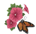Garden Monarch and Petunia / (6.9" x 6.33") embroidered iron-on patch