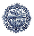 Shades of Blue [ Delft Blue Country Cottage ] / (6.89" x 6.89") [] embroidered iron-on patch