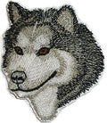 Alaskan Malamute Dog Face (3" x 2.5") embroidered iron-on patch