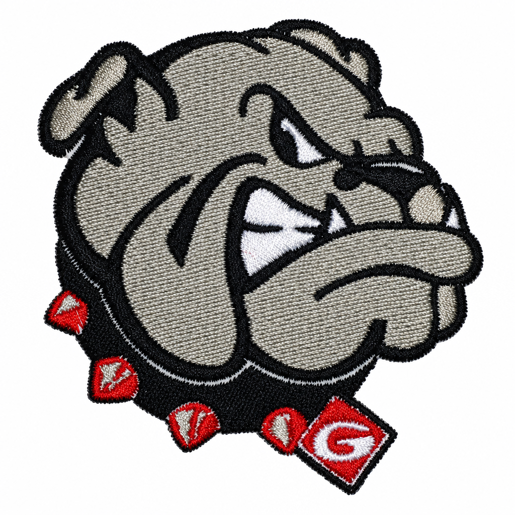 Cleaned gray bulldog head patch