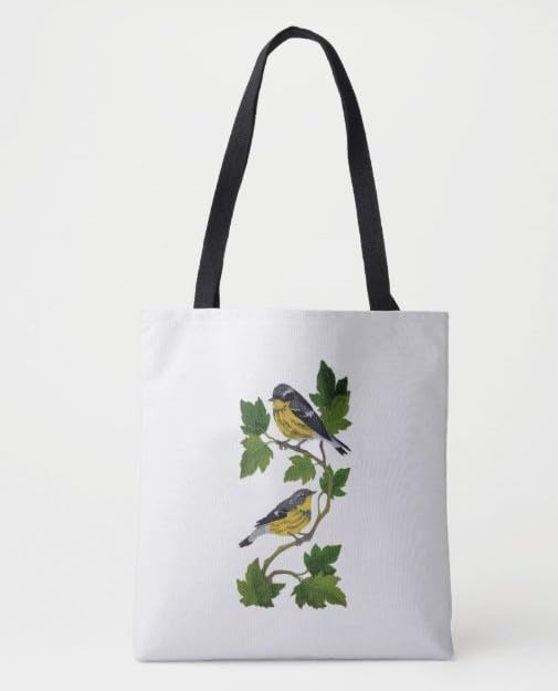 Nature Weaved in Threads, Amazing Birds Kingdom [Magnolia Warbler Panel] [Custom and Unique] Embroidered Iron on/Sew Patch (11.74" x 6.03") [Made in USA]