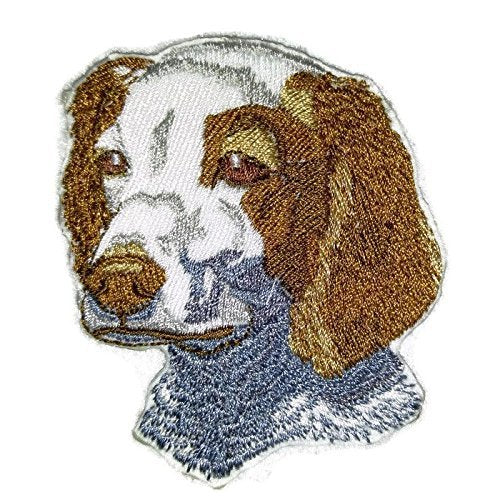 Amazing [Brittany Spaniel Dog Face] Embroidery Iron On/Sew Patch (3" x 3")[Made in USA]