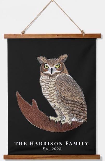Beyond Vision Custom Birds [Great Horned Owl] Embroidered Iron on/Sew Patch (5.9" x 6.24")