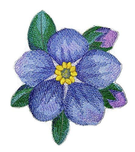 Parche bordado para planchar o coser con flores y mariposas en acuarela, personalizado y único [Flor de nomeolvides en acuarela] [5,23" x 4,82"] [Hecho en EE. UU.]