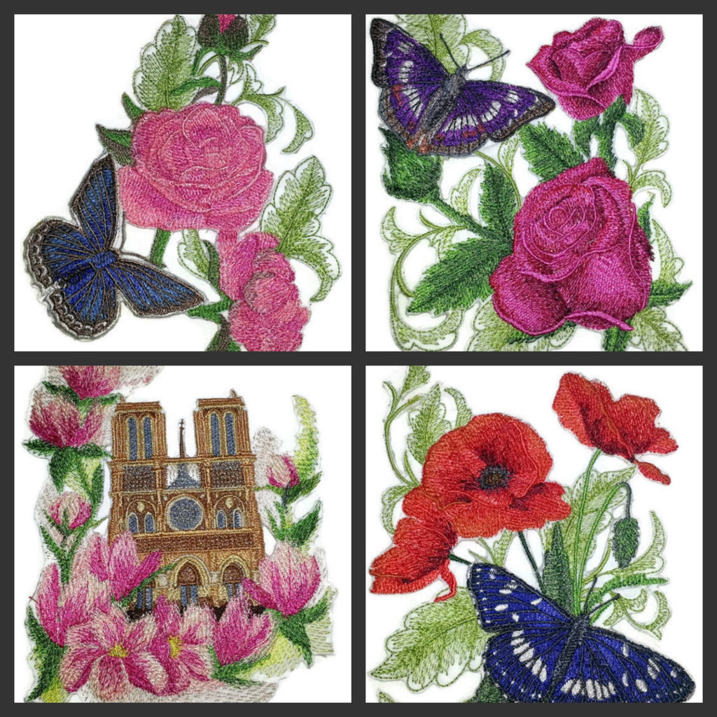 Custom and Unique Blooms and Butterflies [Meleager's Blue Butterfly and Roses ] Embroidered Iron on/Sew Patch (6.74" x 4.86") [Made in USA]
