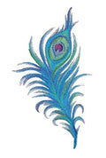 Fancy Feather Collection [Peacock Feather in Watercolor] / (11.77" x 7.42") [] embroidered iron-on patch