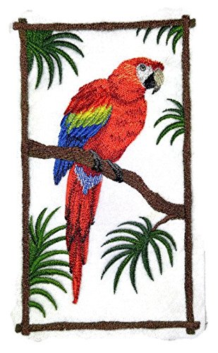 BeyondVision Nature Weaved in Threads, Amazing Birds Kingdom [Scarlet Macaw] [Custom and Unique] Embroidered Iron on/Sew Patch (5" x 5") [Made in USA]