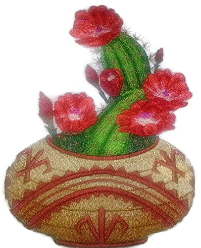 BeyondVision Custom and Unique Spring Blooms Flowers with Vase [ Southeast Flower Basket] Embroidered Iron on/Sew Patch (6.66" x 4.86") [Made in USA]