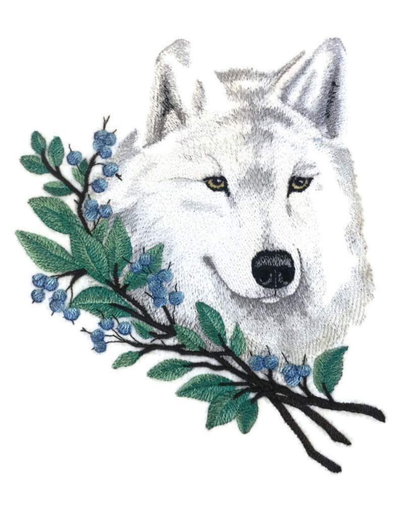 Nature Weaved in Threads, Amazing Animal Kingdom [Wolf in Winter Branches] [Custom and Unique] Embroidered Iron on/Sew Patch (6.55" x 7.79")