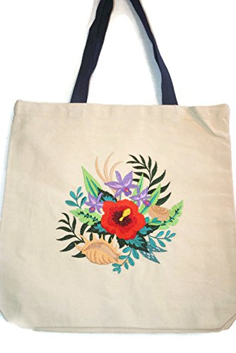 BeyondVision Custom 22" Embroidered [Tropical Oasis Medley] HeavyDuty Canvas Tote/Beach Bag