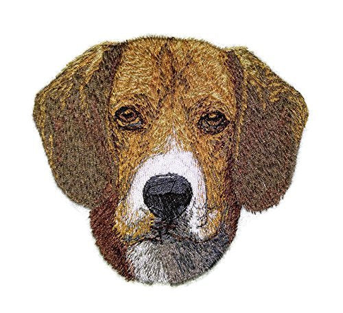 Parche bordado termoadhesivo "Caritas de Perro Increíbles" [Cara de Perro Beagle] [10,8 x 10 cm] [Hecho en EE. UU.]