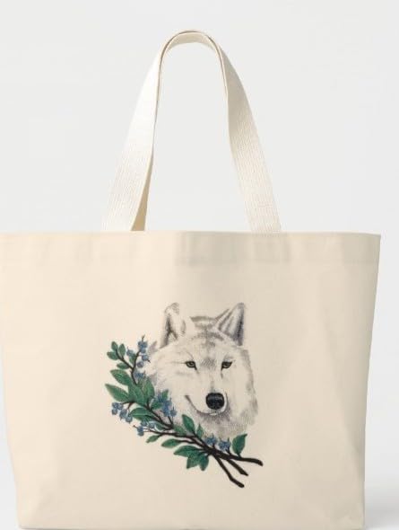 Nature Weaved in Threads, Amazing Animal Kingdom [Wolf in Winter Branches] [Custom and Unique] Embroidered Iron on/Sew Patch (6.55" x 7.79")