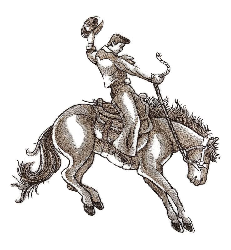 Parche bordado termoadhesivo/cosido "Bronco Rodeo King" de Beyond Vision, personalizado, para caballo encabritado [19 cm de ancho x 19 cm]