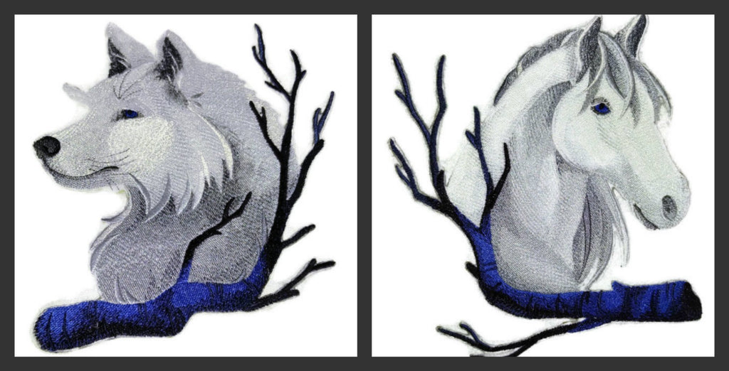 BeyondVision Nature Weaved in Threads, Amazing Animal Kingdom [Wintry Wolf ] [Custom and Unique] Embroidered Iron on/Sew Patch (6.5" x 7.8") [Made in USA]