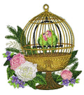 Naturaleza entretejida en hilos, Reino de las aves asombrosas [Agapornis con jaula] [Personalizado y único] Parche bordado para planchar o coser [5,28" x 4,85"] [Hecho en EE. UU.]