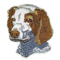 Brittany Spaniel Dog Face (3" x 3") embroidered iron-on patch