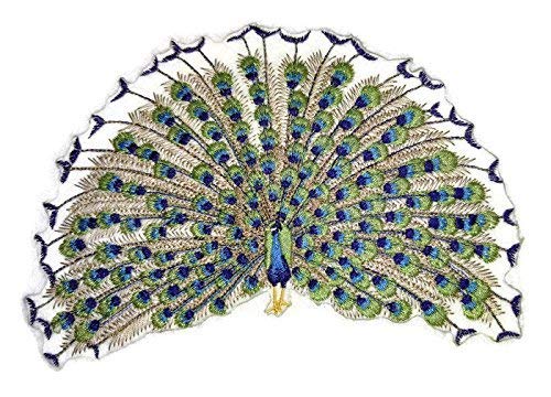 Nature Weaved in Threads, Amazing Birds Kingdom [Dancing Peacock ] [Custom and Unique] Embroidered Iron on/Sew Patch (7.54" x 5.32") [Made in USA]
