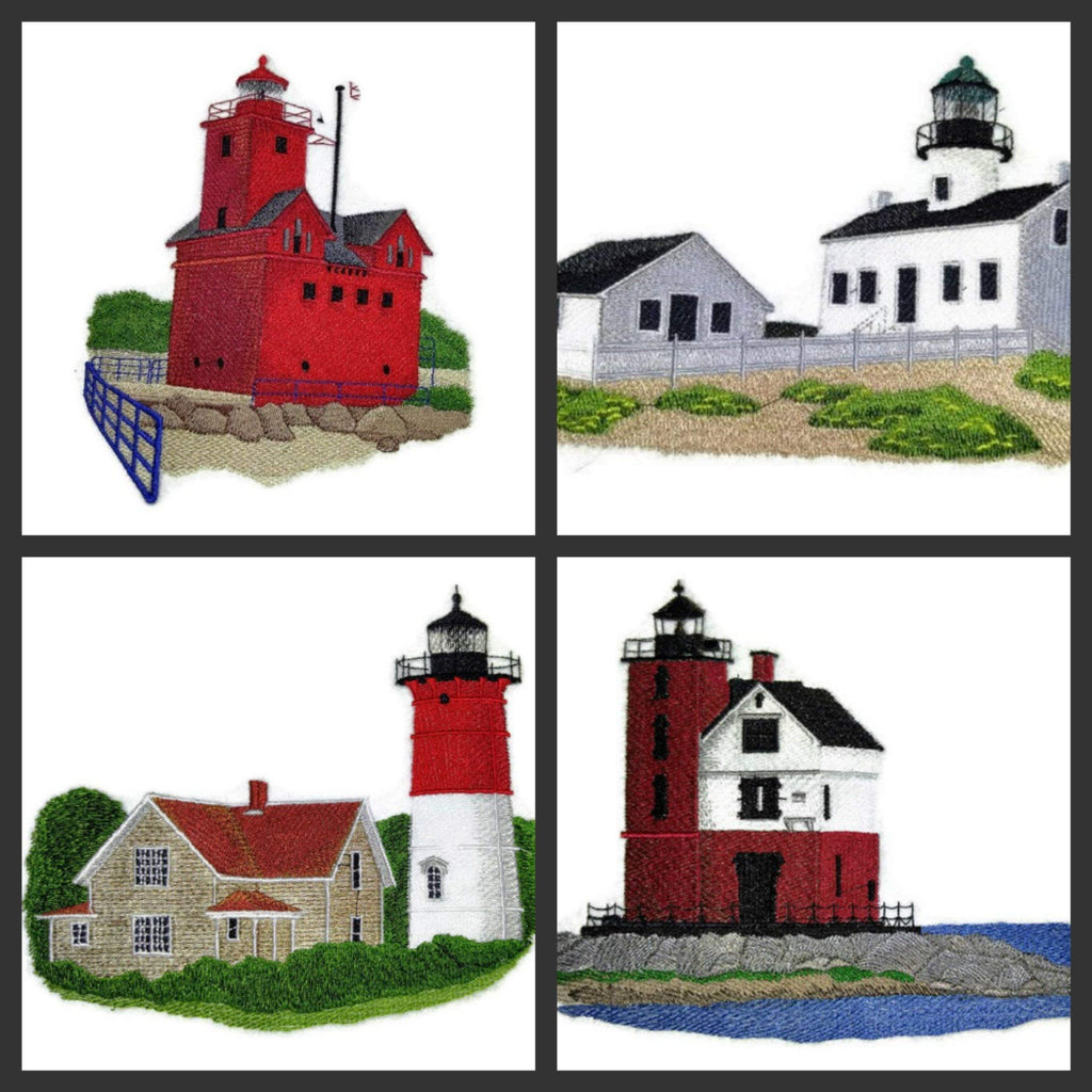 Parche bordado termoadhesivo "Capitán Veo la Luz", personalizado y único, para faro [Faro Holland Harbor (Gran Rojo), Michigan] [18 x 15 cm] [Hecho en EE. UU.]