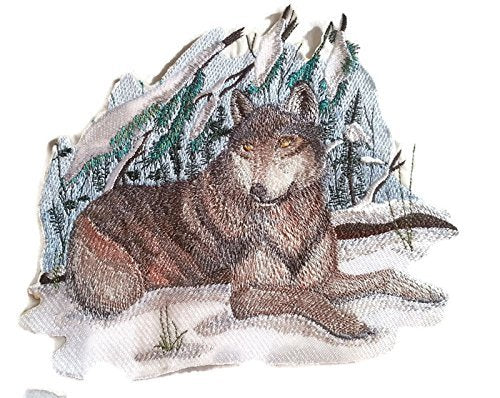 BeyondVision Nature Weaved in Threads, Amazing Animal Kingdom [Winter Wolf ] [Custom and Unique] Embroidered Iron on/Sew Patch (7" x 8") [Made in USA]