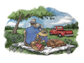Beyond Vision Old Time Picnics in The Park Scene / (10.39" x 6.89") [] embroidered iron-on patch