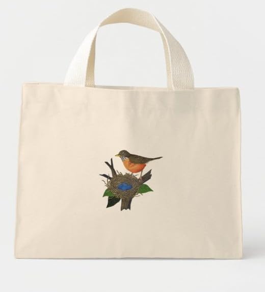 Nature Weaved in Threads, Amazing Birds Kingdom [Robin and Nest [Custom and Unique] Embroidered Iron on/Sew Patch (7.41" x 6.9") [Made in USA]