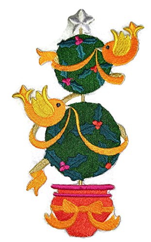 BeyondVision Custom Festival Sweet Tweet Christmas Topiary Embroidered Iron on/Sew Patch (3.97" x 6.85") [Made in USA]