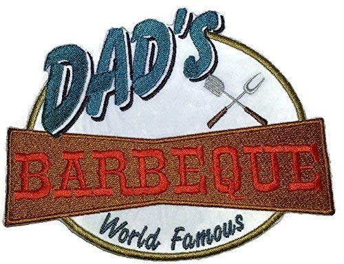 Lets go Outback for BBQ Apron Design [Dad's World Famous Barbeque] Embroidered Iron On/Sew Patch (6.1" x 4.9") Made in USA]
