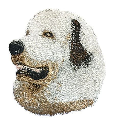Parche bordado termoadhesivo con caras de perro [Gran Pirineo] [Personalizado y único] [10 cm x 9,4 cm] [Hecho en EE. UU.]