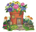 Fairy Garden House (7.46" x 6.92") embroidered iron-on patch