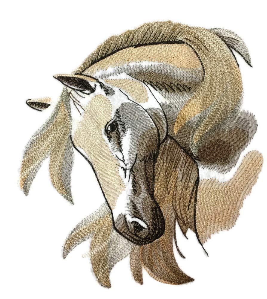 Custom and Unique Horse Face [Wild at Heart Stallion ] Embroidered Iron On/Sew Patch (7.56" x 7.8") Made in USA