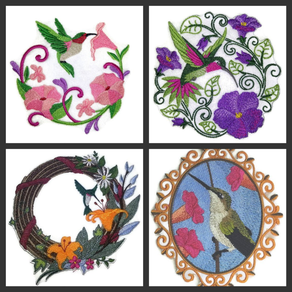 Naturaleza entretejida en hilos, Reino de las aves asombrosas [Corona de colibrí] [Personalizado y único] Parche bordado para planchar o coser [5" x 5"] [Hecho en EE. UU.]