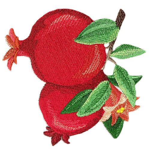 Beyond Vision Custm Fruit Pomegranate Fruit Accent Embroidered Iron on/Sew Patch (4.96" x 4.89")