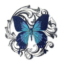 Ulysses Swallowtail Butterfly with Baroque (5" x 5") embroidered iron-on patch