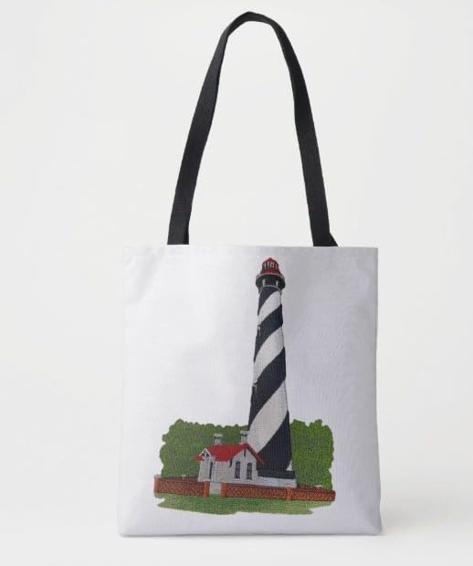 Capitán Veo la Luz, Faro personalizado y único [Faro de San Agustín (Florida)] Bordado para planchar o coser (5,85" x 8,14")