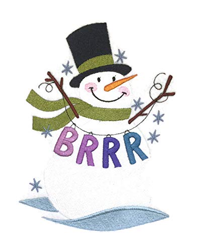 BeyondVision Country Christmas Snowman [ Brrr Snowman Embroidered Iron on/Sew Patch [(5.63" x 7.8")