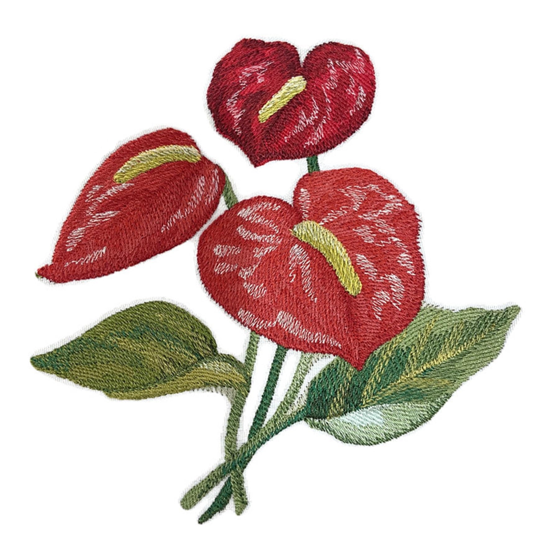 Tropical Flower Anthurium in Watercolor Without Name Embroidered Iron on/Sew Patch (6.63" x 6.5")