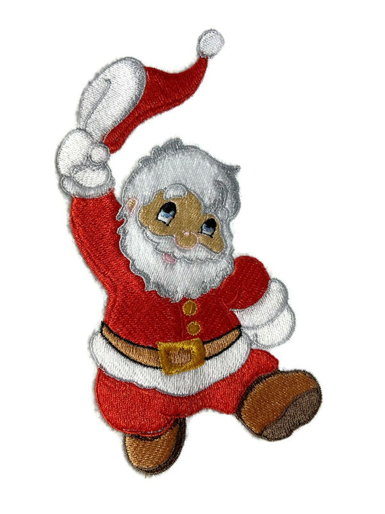 Beyond Vision Merry Christmas [Dancing Santa ] Embroidered Iron on/Sew Patch (4.3" x 6.5") [Made in USA]